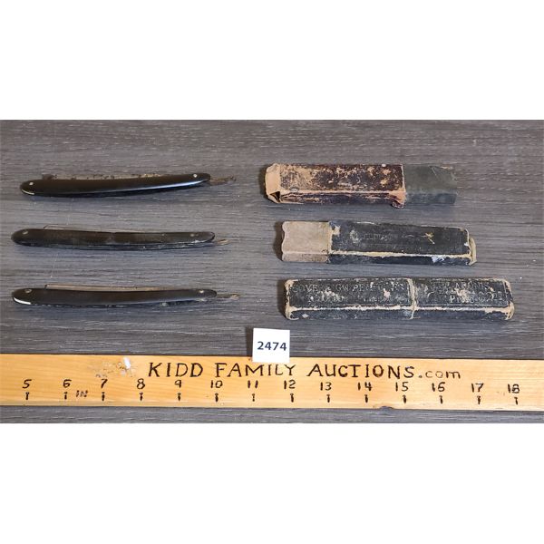 LOT OF 3 - VINTAGE STRAIGHT RAZORS - 