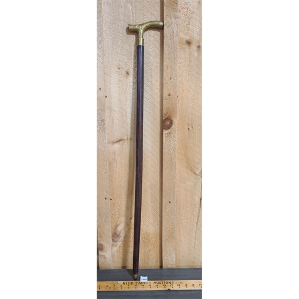 BRASS HANDLED CANE - 37in
