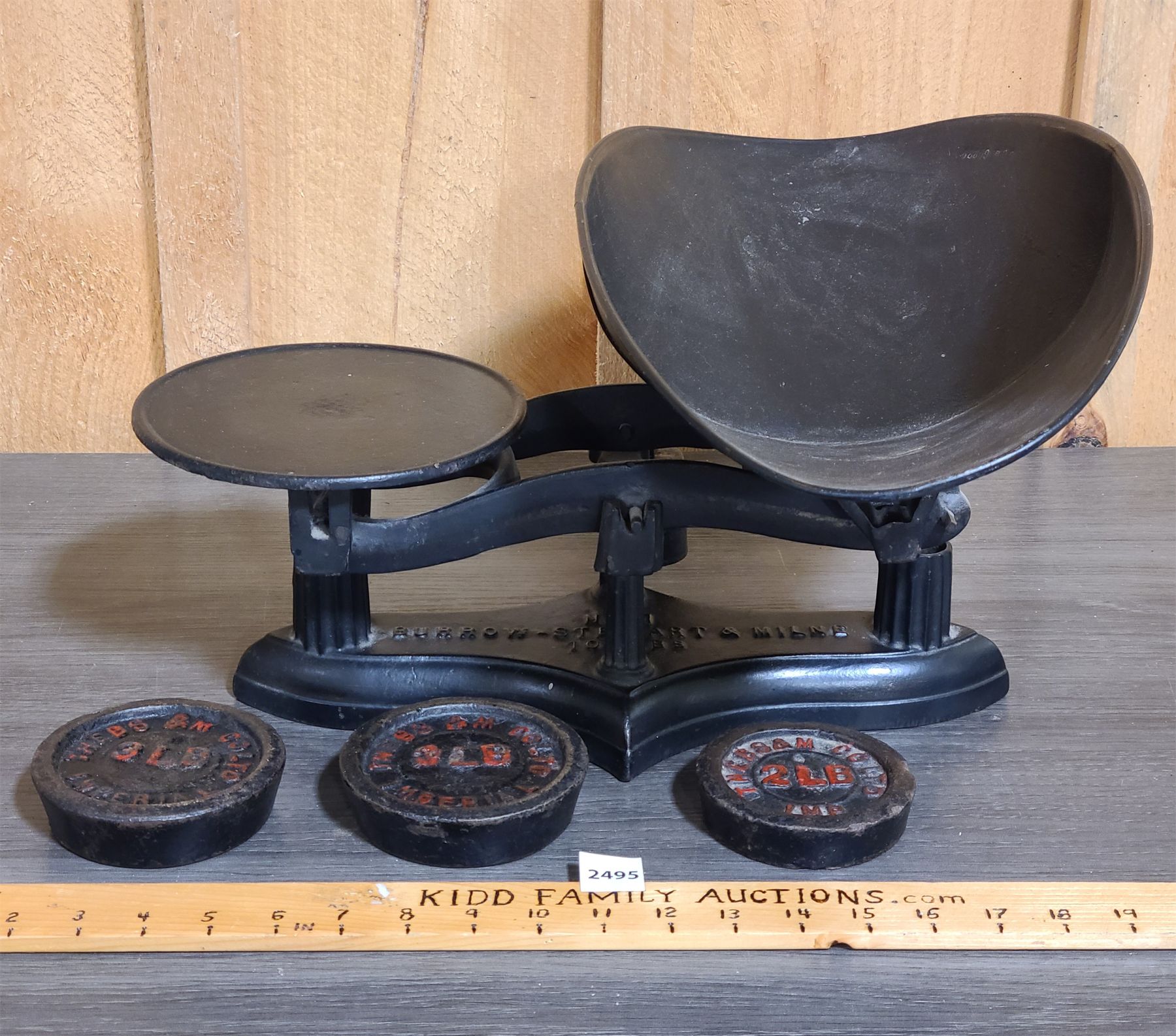 ANTIQUE CAST IRON SCALE W/ WEIGHTS - Kidd Family Auctions