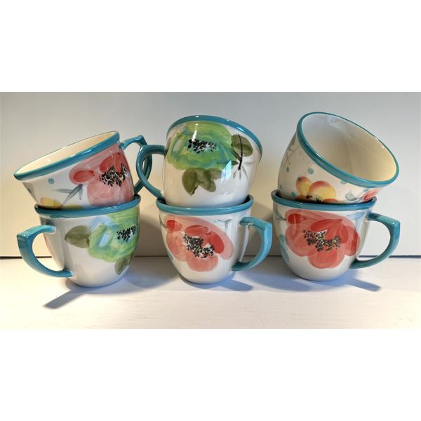 LOT OF 6 - PAINTED COFFEE MUGS