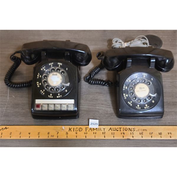 LOT OF 2 - BLACK ROTARY TELEPHONES