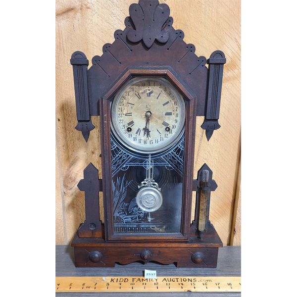 GINGERBREAD MANTLE CLOCK W/ KEY - 22.5in TALL