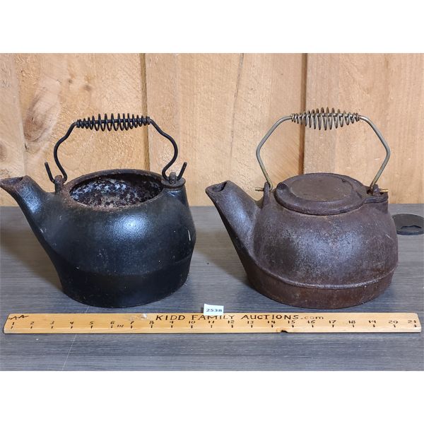 LOT OF 2 - CAST IRON KETTLES 