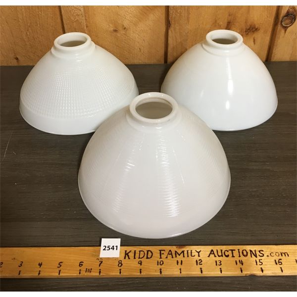 LOT OF 3 - MILK GLASS SHADES 