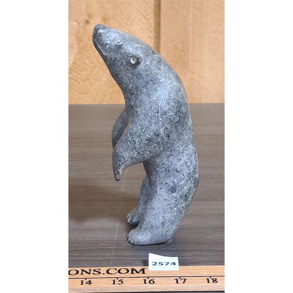 HAND CARVED STONE INUK STANDING POLAR BEAR 