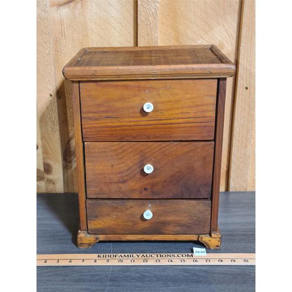 SMALL THREE DOOR WOODEN CABINET - 10 x 12.5 x 15.5in