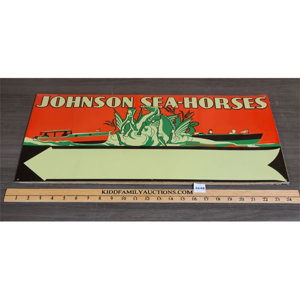 JOHNSON SEA-HORSES EMBOSSED SST SIGN - 12 x 24in