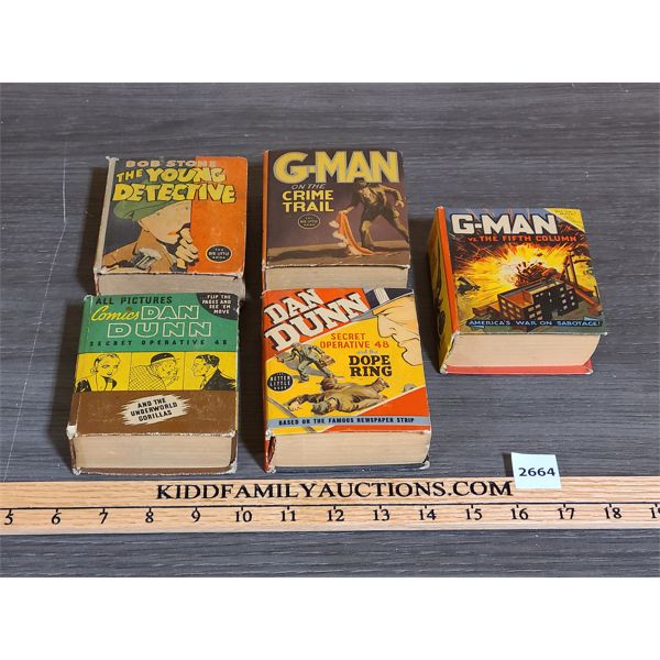 LOT OF 5 - BIG LITTLE BOOKS - G-MAN, DAN DUNN, YOUNG DETECTIVE