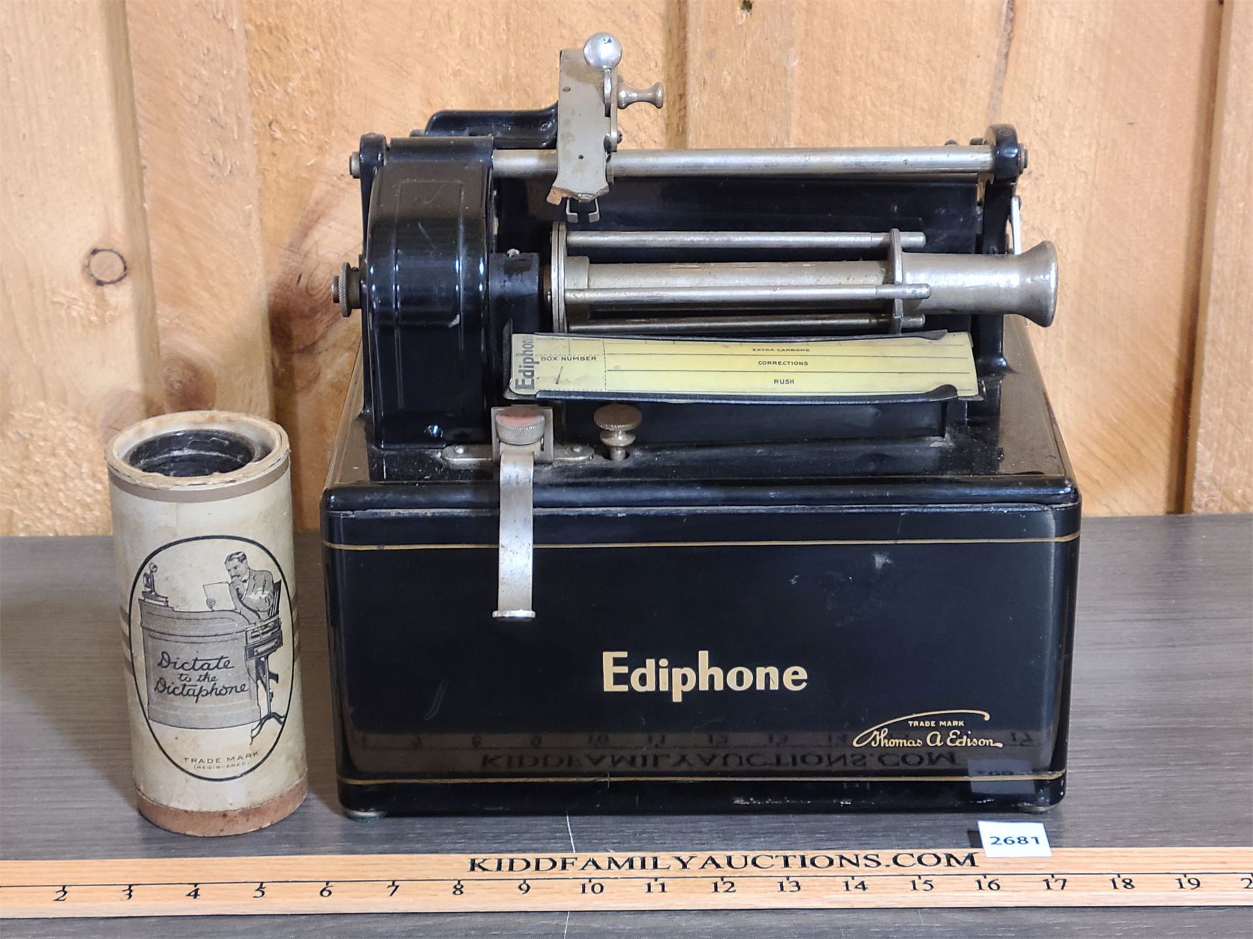 Ediphone THOMAS A EDISON EDIPHONE W/ CYLINDER - Kidd Family Auctions