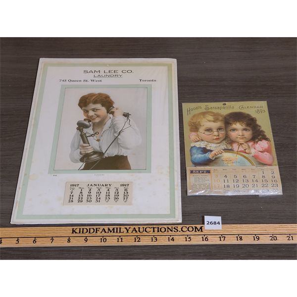 LOT OF 2 - MERCHANT CALENDARS 1893 AND 1917