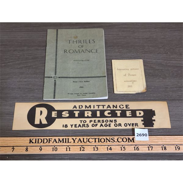 LOT OF 3 - THRILLS OF ROMANCE, INTERESTING PICTURES OF POMPEI EXCAVATIONS, ETC.