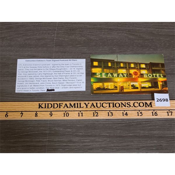 POSTCARD SIGNED BY 1973 EDMONTON ESKIMOS TEAM