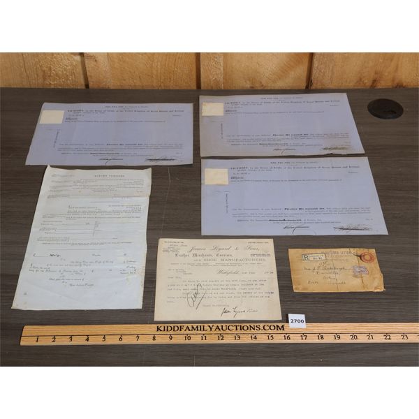 JOB LOT - MISC EARLY EPHEMERA - INCL COURT ORDERS, WIDOWERS PENSION, ETC.