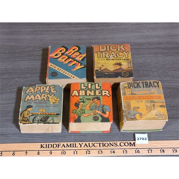 LOT OF 5 - BIG LITTLE BOOKS - INCL DICK TRACY, APPLE MARY, LI'L ABNER ETC. 