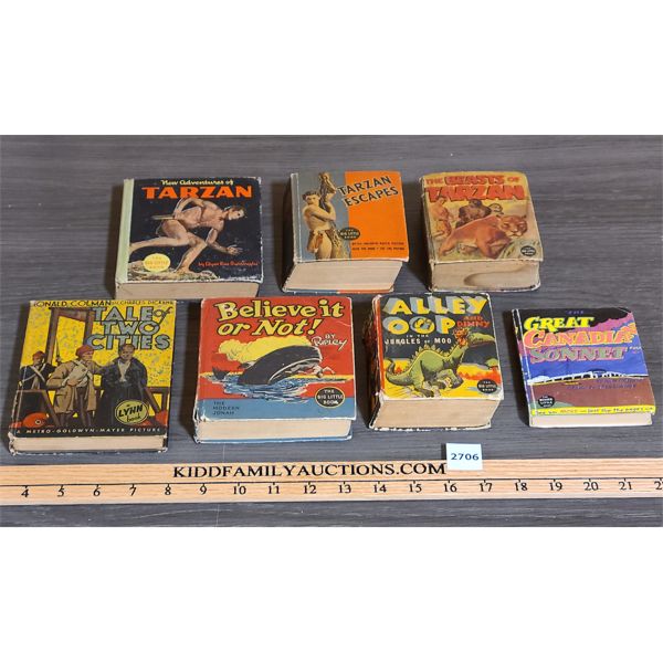 LOT OF 7 - BIG LITTLE BOOKS - RIPLEY'S, TARZAN, ALLEY OOP ETC.
