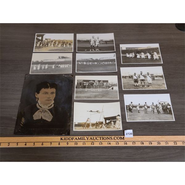JOB LOT - VINTAGE SPORTS PHOTOS AND LARGE TINTYPE STYLE PORTRAIT