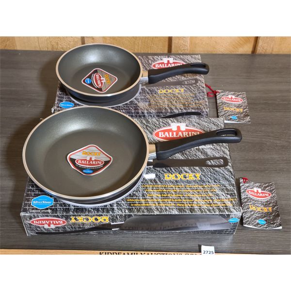 LOT OF 2 - ROCKY BALLARINI FRYING PANS 8.5 AND 10in DIA