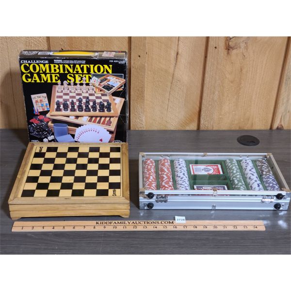 LOT OF 2 - POKER SET AND COMBINATION GAME SET
