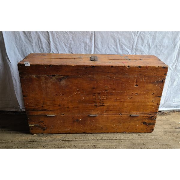 WOODEN CARPENTER's CHEST W/ CONTENTS - 9 x 18.5 x 32in