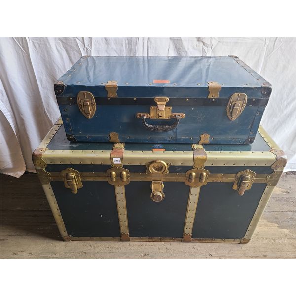 LOT OF 2 - VINTAGE METAL TRUNKS