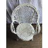 Image 2 : LOT OF 2 - WHITE WICKER CHAIR AND SIDE TABLE