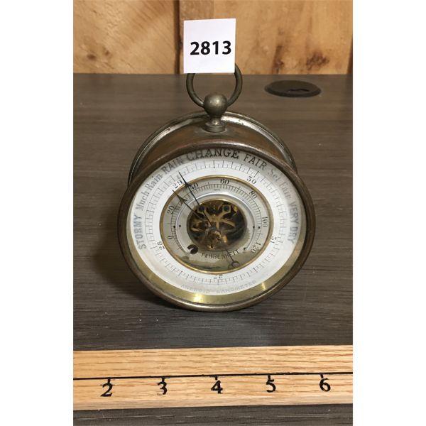BAROMETER  BRASS FINISH STANDS 6 INCHES HIGH