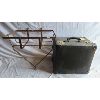 Image 1 : VINTAGE TRAVEL SUITCASE AND METAL BICYCLE BASKET