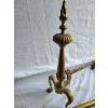 Image 2 : LOT OF 3 - BRASS FIREPLACE RAIL W/ ANDIRONS