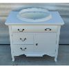 Image 1 : PAINTED WHITE WOOD BATHROOM VANITY - 21 x 29 x 33in 