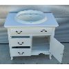 Image 2 : PAINTED WHITE WOOD BATHROOM VANITY - 21 x 29 x 33in 