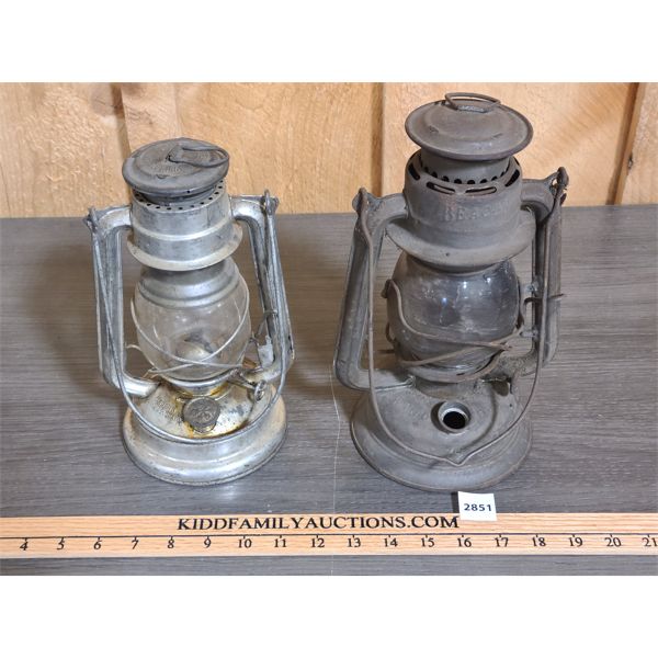 LOT OF 2 - ANTIQUE  RAILWAY LANTERNS - MEVA - BEACON