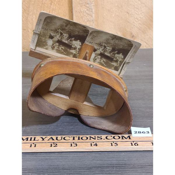 WOODEN SATURNSCOPE 3-D VIEWER WITH THE BOATMAN PICTURE