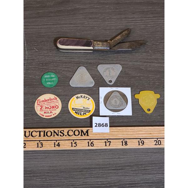  JOB LOT - BARLOW 2 BLADE KNIFE  - MILK TOKENS