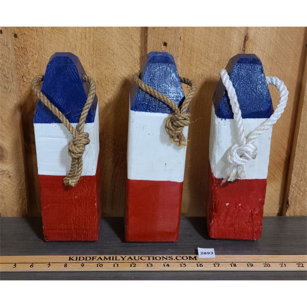 LOT OF 3 - DECORITIVE BOATING BOUYS