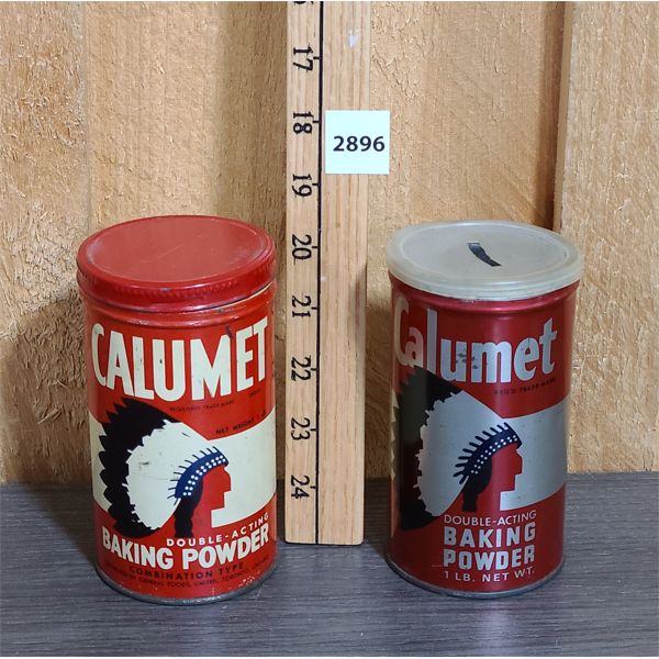 LOT OF 2 - BAKING POWDER TINS - CALUMET