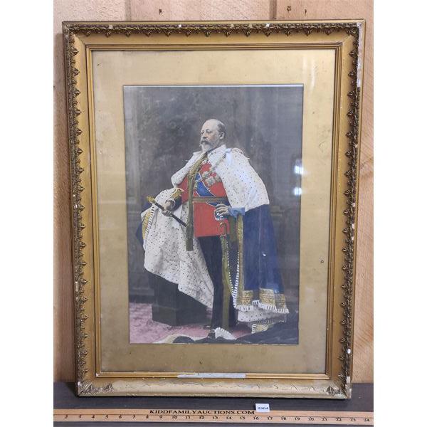 KING OF ENGLAND PORTRAIT IN GILT FRAME - 21 X 29 INCHES