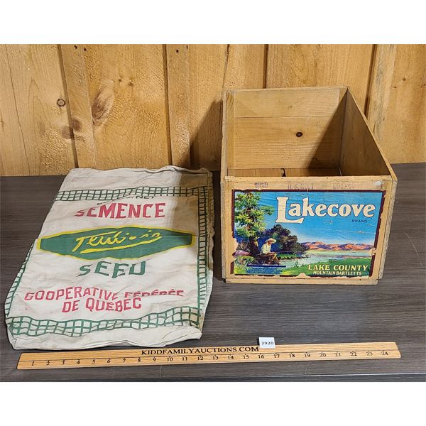 LOT OF 2 - FEDEREE SEED SACK AND LAKECOVE BARLETTS CRATE