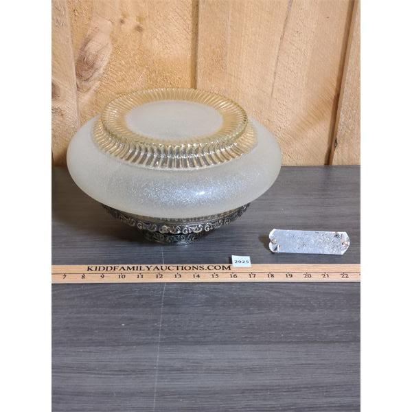 FROSTED GLASS CEILING LIGHT W/ MOUNTING HARDWARE
