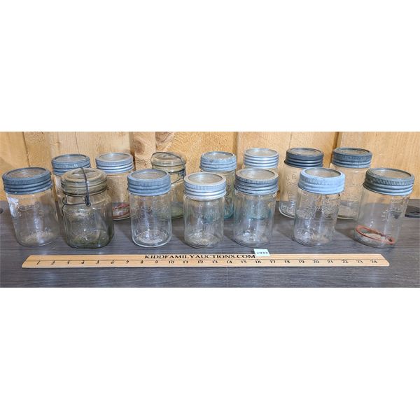 LOT OF 14 - MASON JARS - MOSTLY CROWN