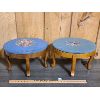 Image 1 : LOT OF 2 - FLORAL PATTERN FOOTSTOOLS
