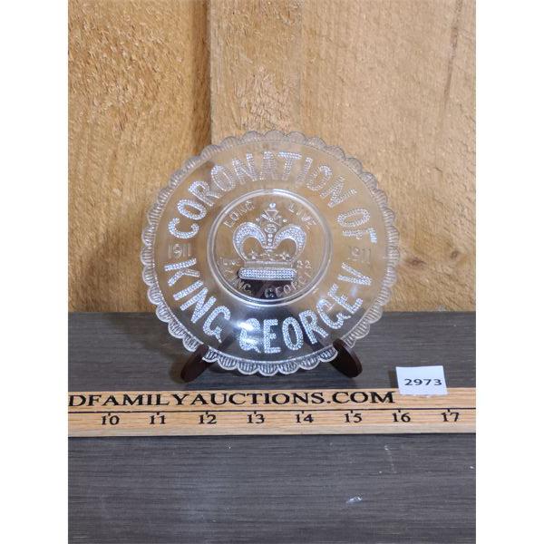 CORONATION OF KING GEORGE V 1911 ETCHED GLASS PLATE 