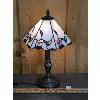 Image 2 : METAL BASE TABLETOP LAMP W/ STAINED GLASS SHADE