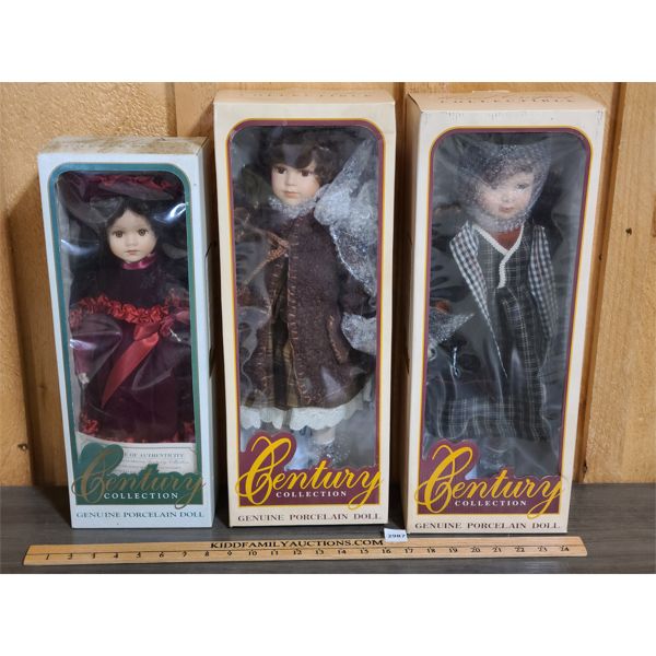 LOT OF 3 - CENTURY COLLECTION GENUINE PORCELAIN DOLLS
