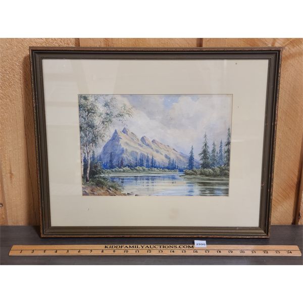 FRAMED WATERCOLOUR ON BOARD - 17 x 21in