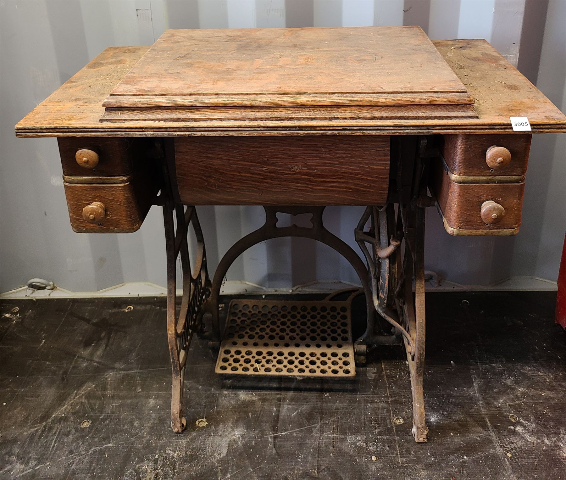 RAYMOND TREADLE SEWING MACHINE 18 x 29 x 34in Kidd Family Auctions