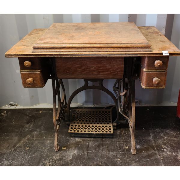 RAYMOND TREADLE SEWING MACHINE - 18 x 29 x 34in