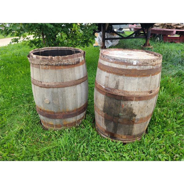 LOT OF 2 - WOOD BARRELS - 22 X 35 INCH