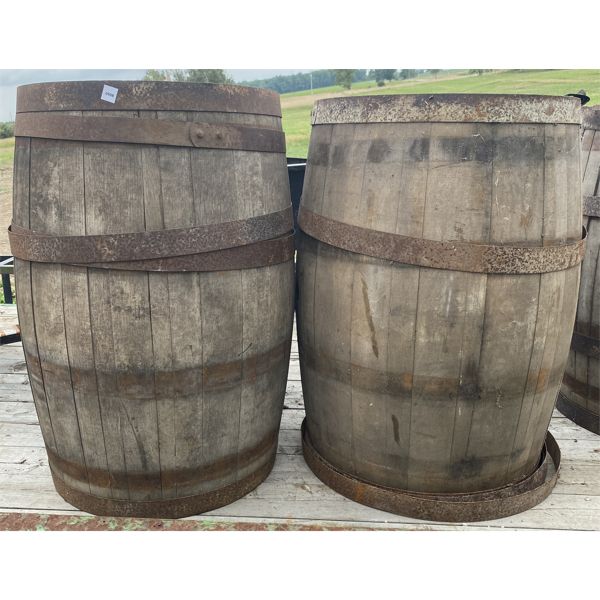 LOT OF 2 - WOOD BARRELS - 22 X 35 INCH