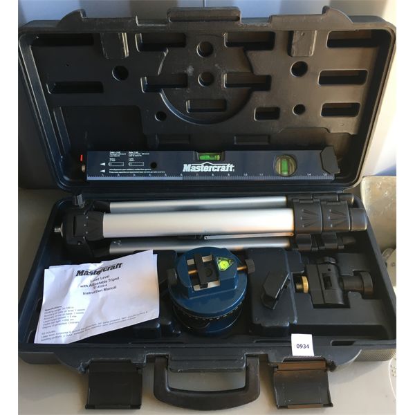 MASTERCRAFT LASER LEVEL W/ ADJUSTABLE TRIPOD