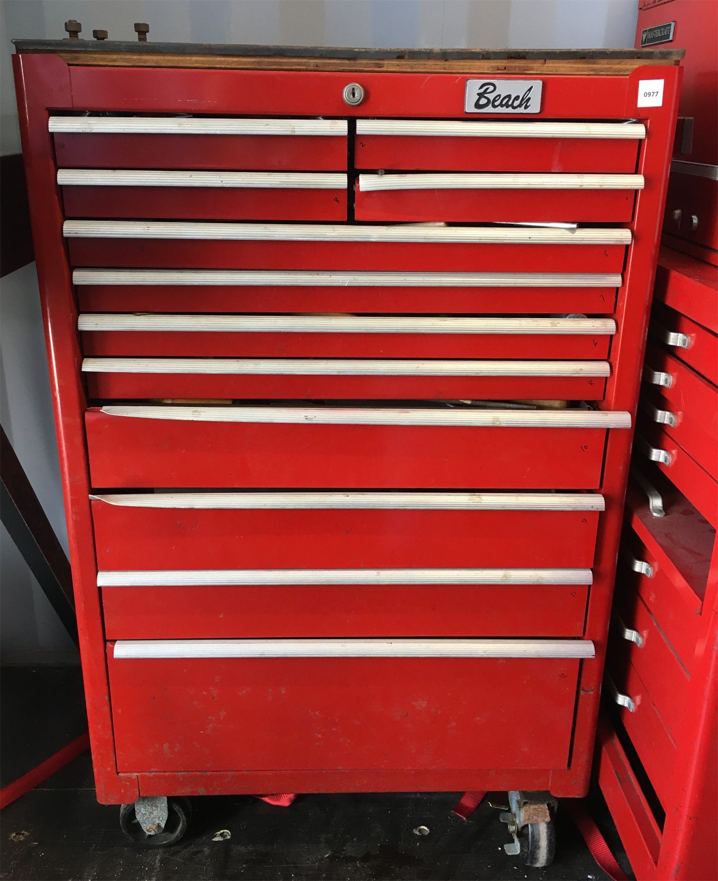 BEACH INDUSTRIES ROLLING TOOL CADDY W/ CONTENTS